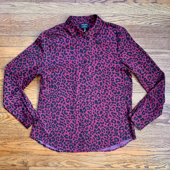 David Lerner Evereve Leopard Print Button Down Long Sleeve Portman Shirt - Picture 3 of 8